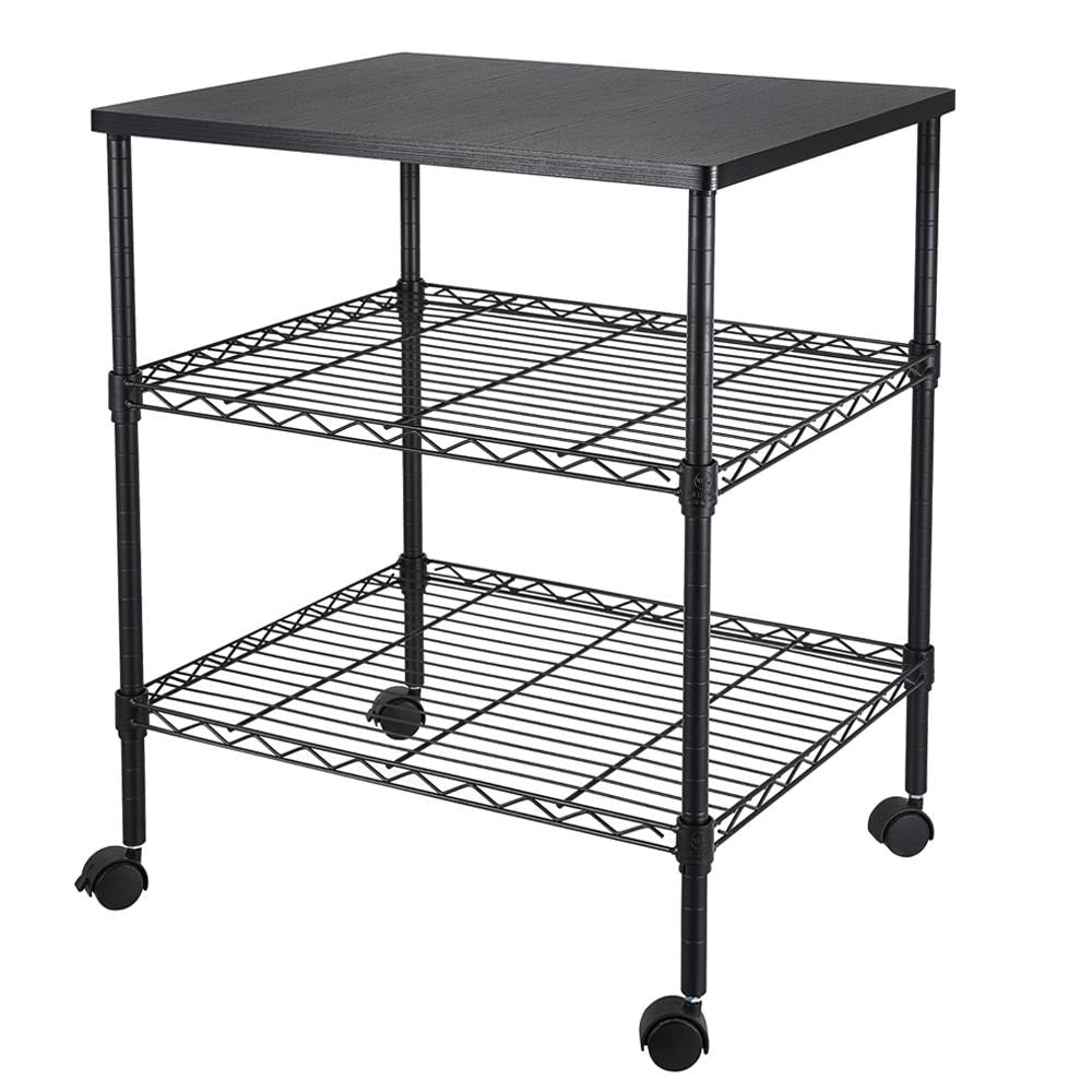 Kitchen Rolling Microwave Cart On Wheels 3 Tiers Storage Rack