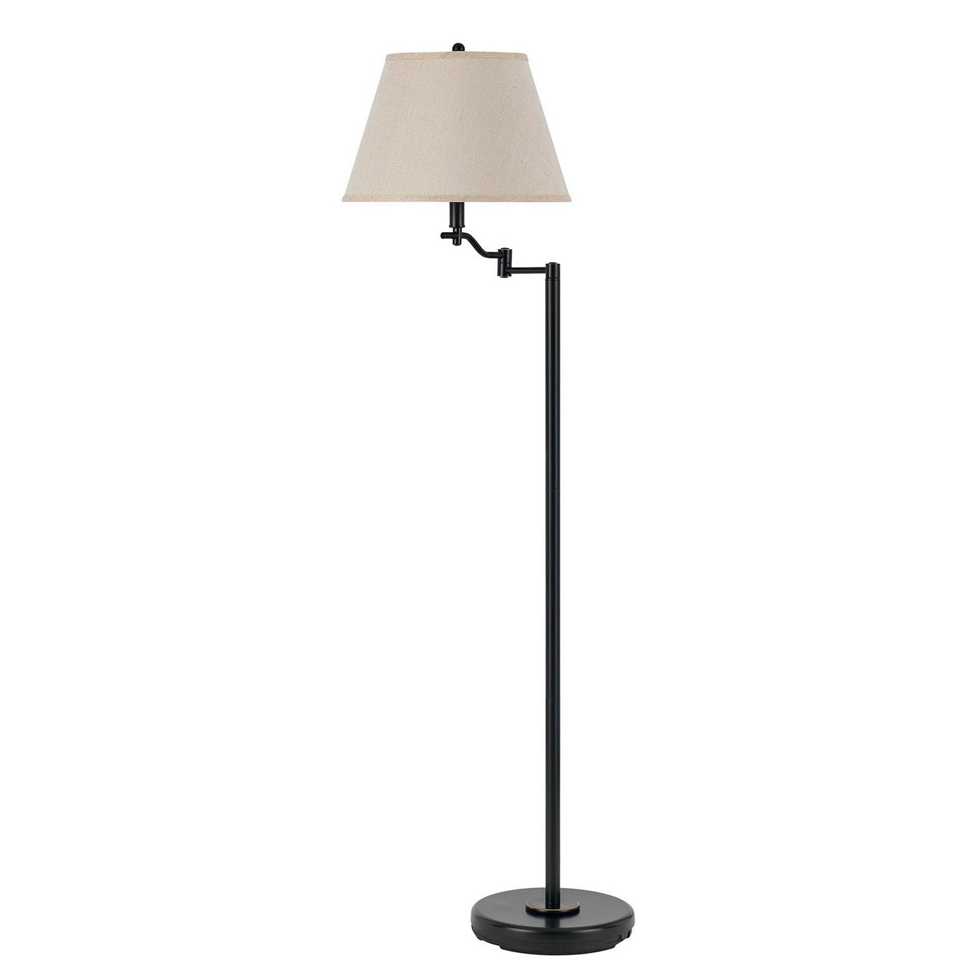 3 Way Metal Body Floor Lamp With Swing Arm And Conical Fabric Shade Black