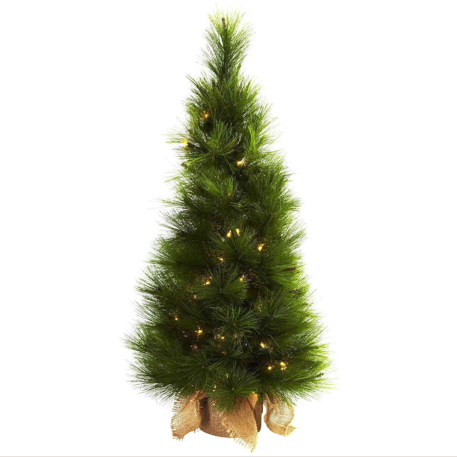 3 Foot Christmas Tree With Burlap Bag And Clear Lights