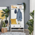 3 In 1 Hall Tree With Bench 4 Hooks Shoe Storage And Drawers