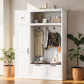 3 In 1 Hall Tree With Storage Cabinet Drawers And Adjustable Shelves Entryway Coat Rack Bench Organizer