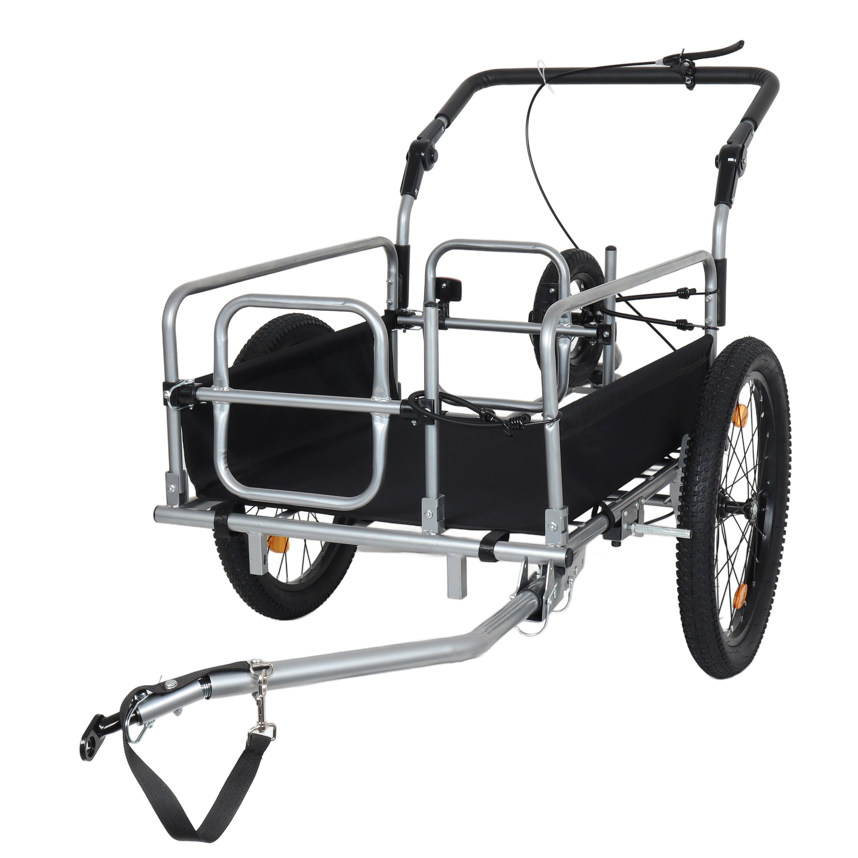 3 In 1 Heavy Duty Bike Cargo Trailer Bike Compatible Steel Frame 110Lb Capacity Convertible Stroller Pull Cart