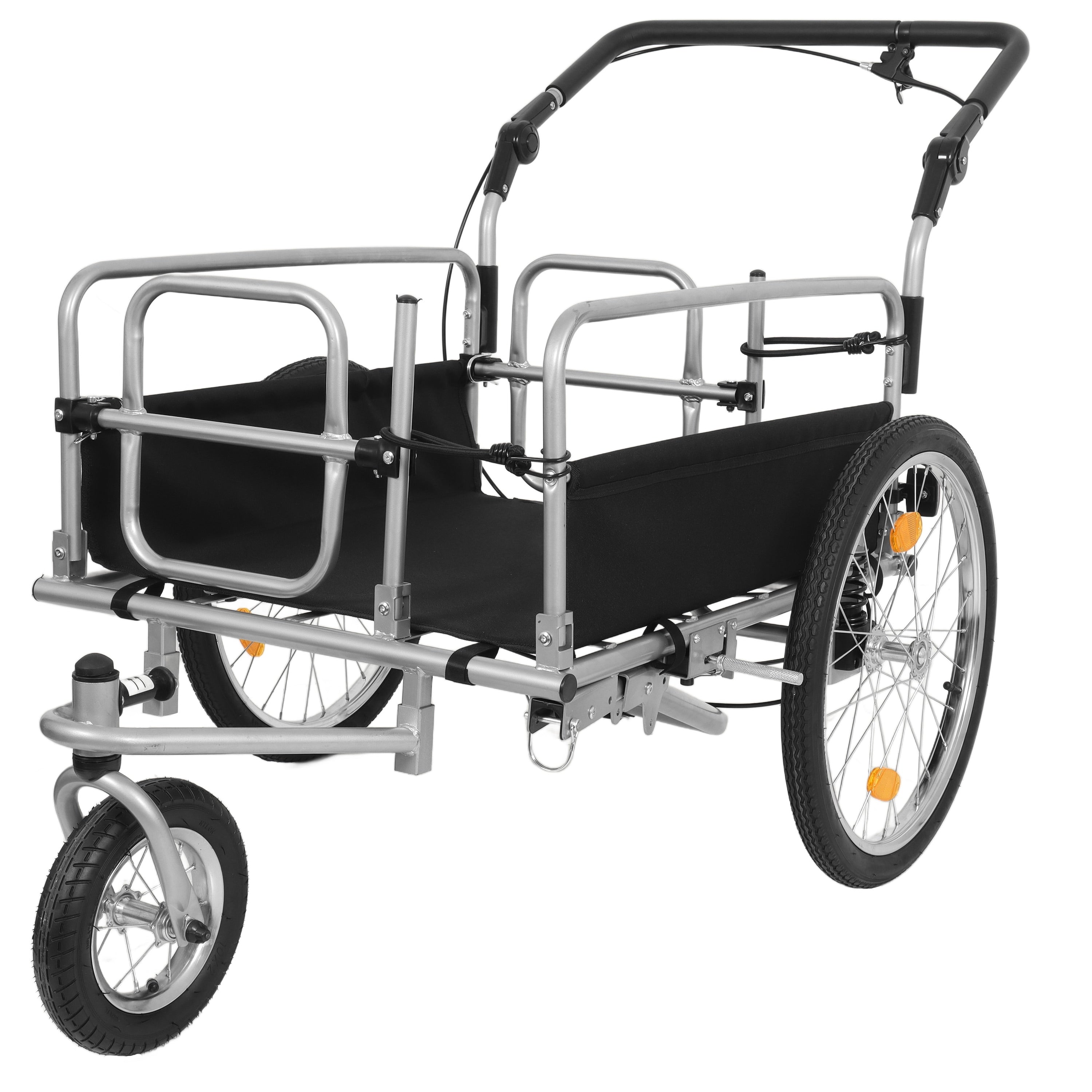 3 In 1 Heavy Duty Bike Cargo Trailer E Bike Compatible Steel Frame 110Lb Capacity Convertible Stroller Pull Cart Suspension