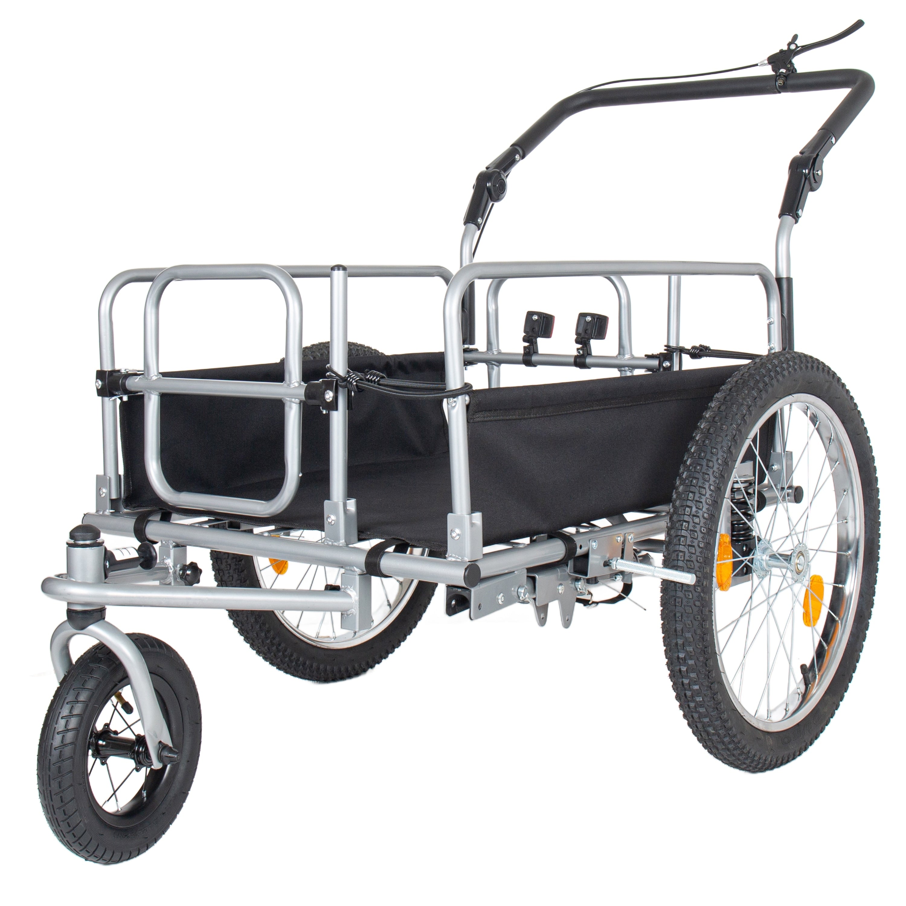 3 In 1 Heavy Duty Bike Cargo Trailer Upgraded 20 Wide Fat Tires 150Lbs Capacity Steel Frame Convertible Stroller Pull Cart
