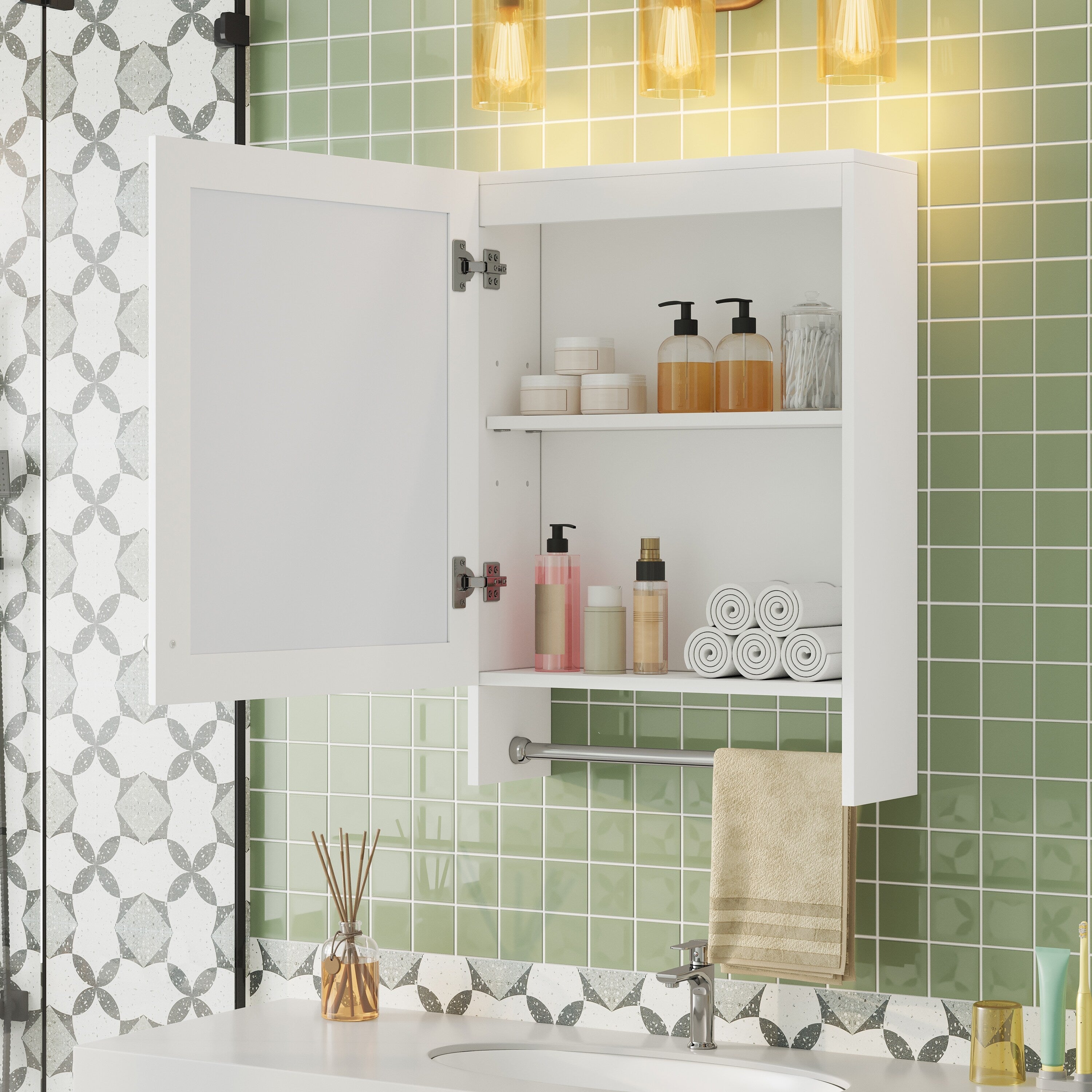 3 In 1 Mirror Cabinet 20 Wall Mounted Medicine Cabinet With Adjustable Shelf Soft Close Door High Define Mirror With Storage