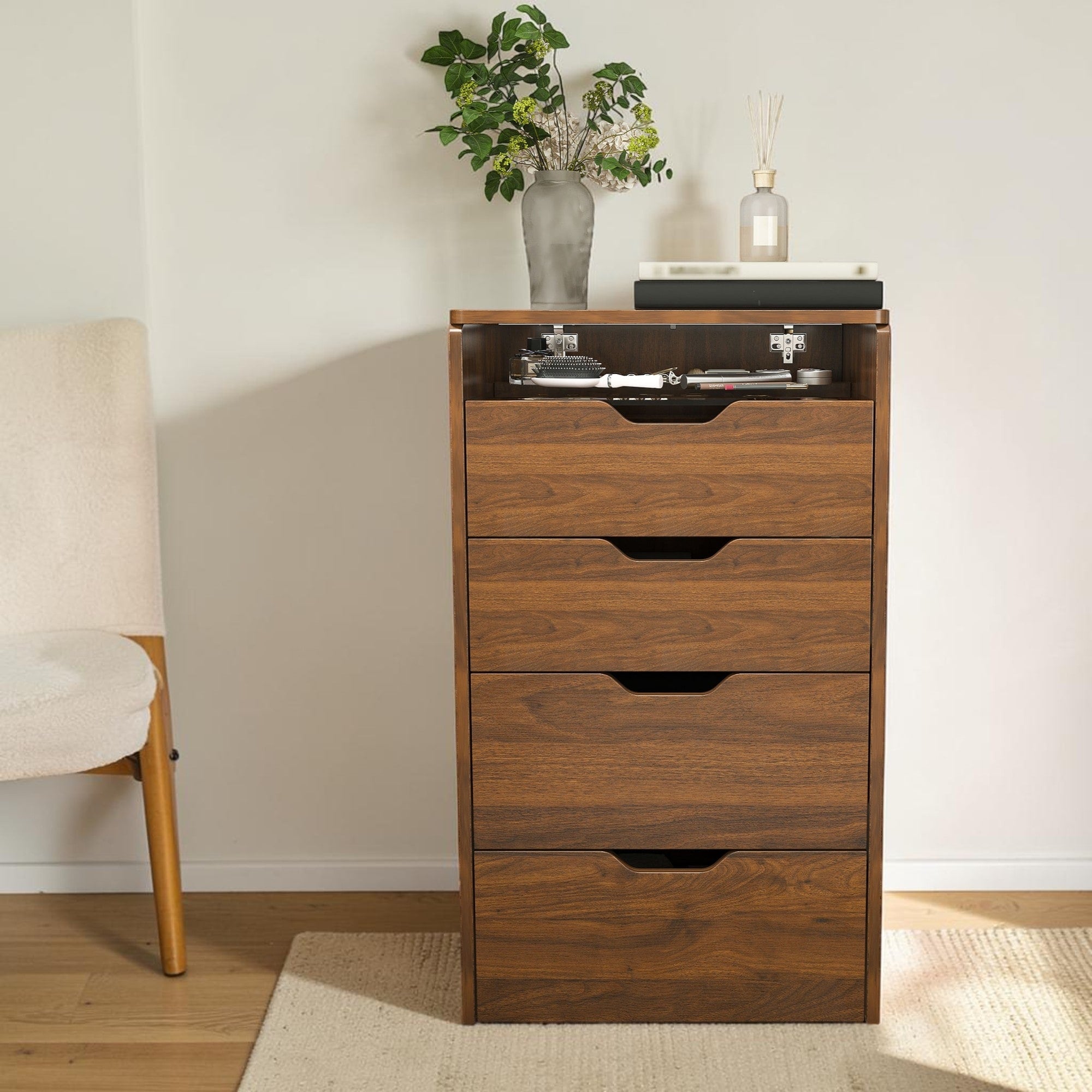3 In 1 Vanity Desk With Led Mirror And Stool Flip Top Makeup Table With Storage For Bedroom