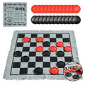 3 In 1 Vintage Giant Checkers Tic Tac Toe With Reversible Mat 24 Chips Multicolor