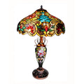 Chloe Tiffany Style Victorian Design Double Lit 2 1 Light Dark Antique Bronze Table Lamp