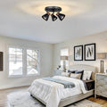 3 Light Flush Mount Light Metal Round Spot Light Matte Black Bulb Light Ceiling N A