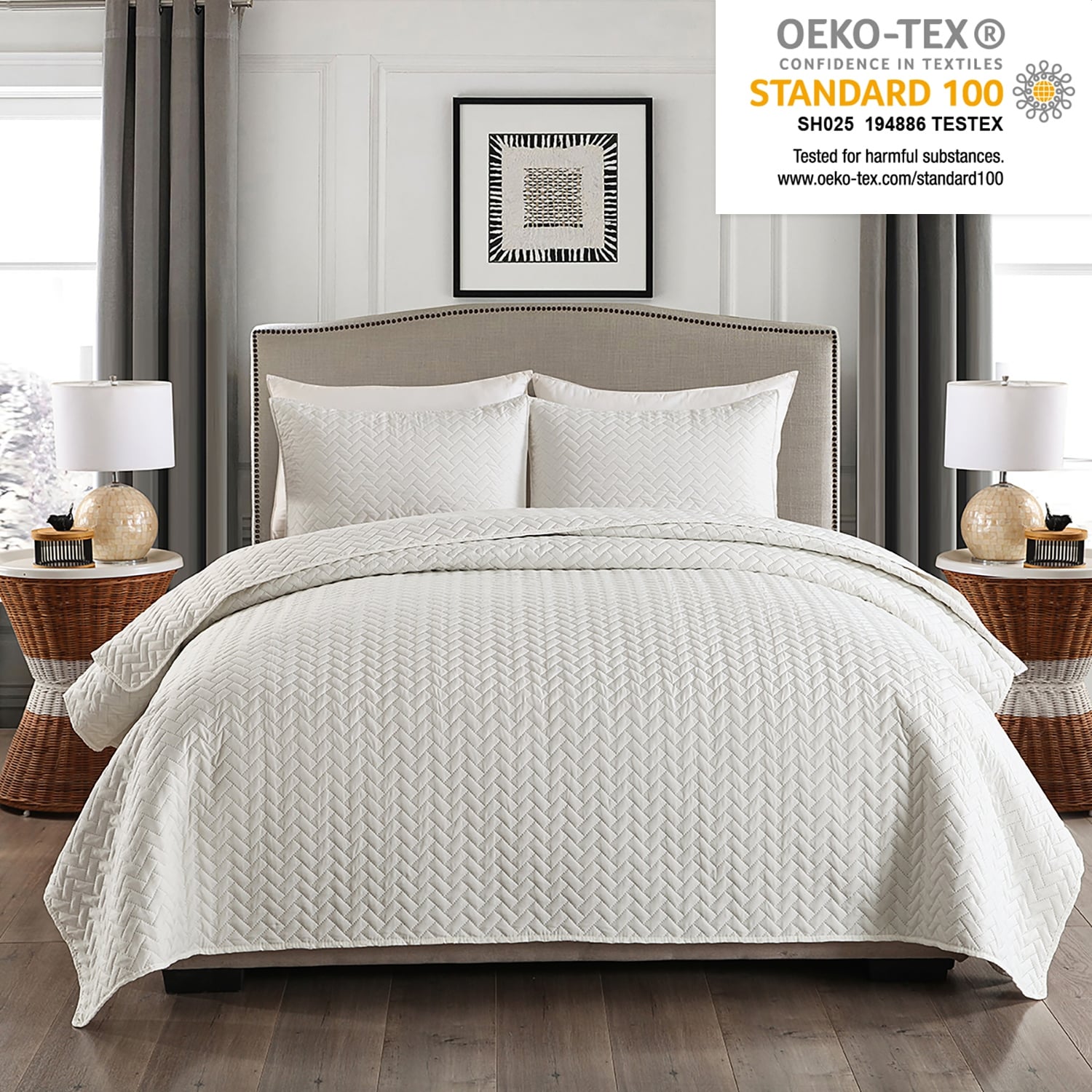 3 Piece Fashionable Solid Embossed Quilt Set Bedspread Cover