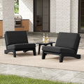 3 Piece Outdoor Patio Teak Wood Club Chairs With Side Table