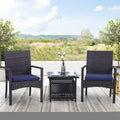 Phi Villa Seats Up To 2 Patio Dining Coffee Sets 22 Square Metal Bistro Table With 1.57 Umbrella Hole Rattan Garden Chairs