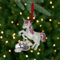 3.25 Silver Plated Dream Big Unicorn With European Crystals Christmas Ornament