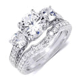3.5 Ct Round Cut Wedding Band Engagement Ring Set Bridal Silver