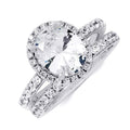 3.5 Carat Wedding Band Engagement Ring Set Oval Cut Sterling Silver