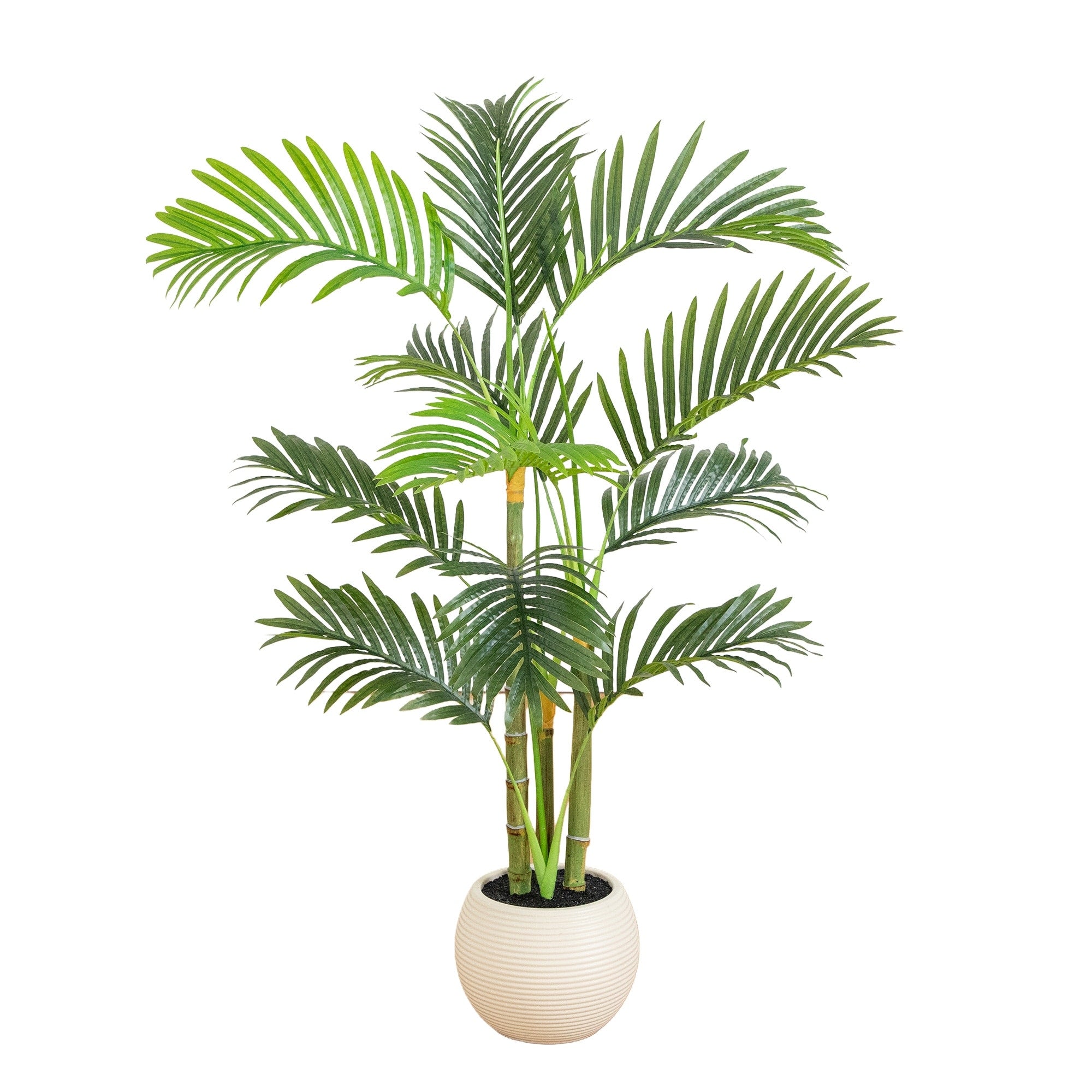 3.5 Ft Artificial Areca Palm Tree In White Round Planter