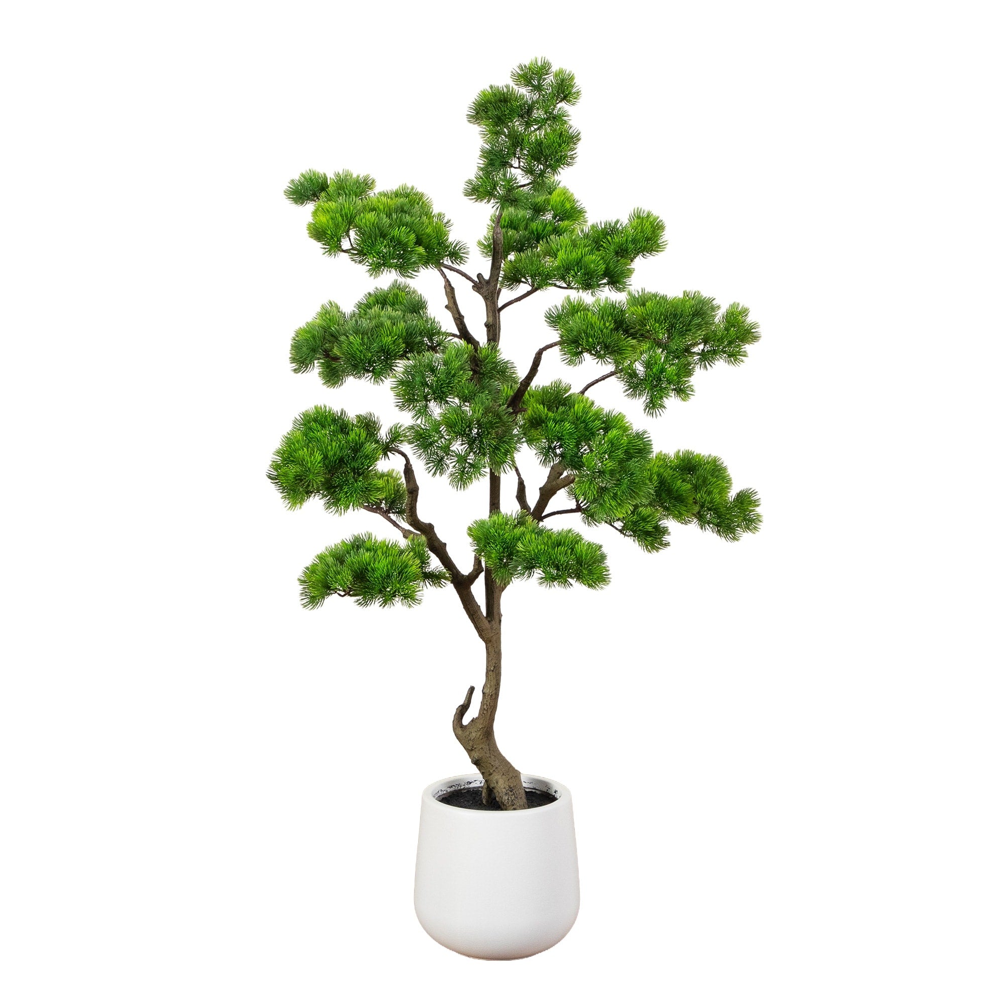 3.5 Ft Artificial Bonsai Style Cedar Tree In Decorative White Planter