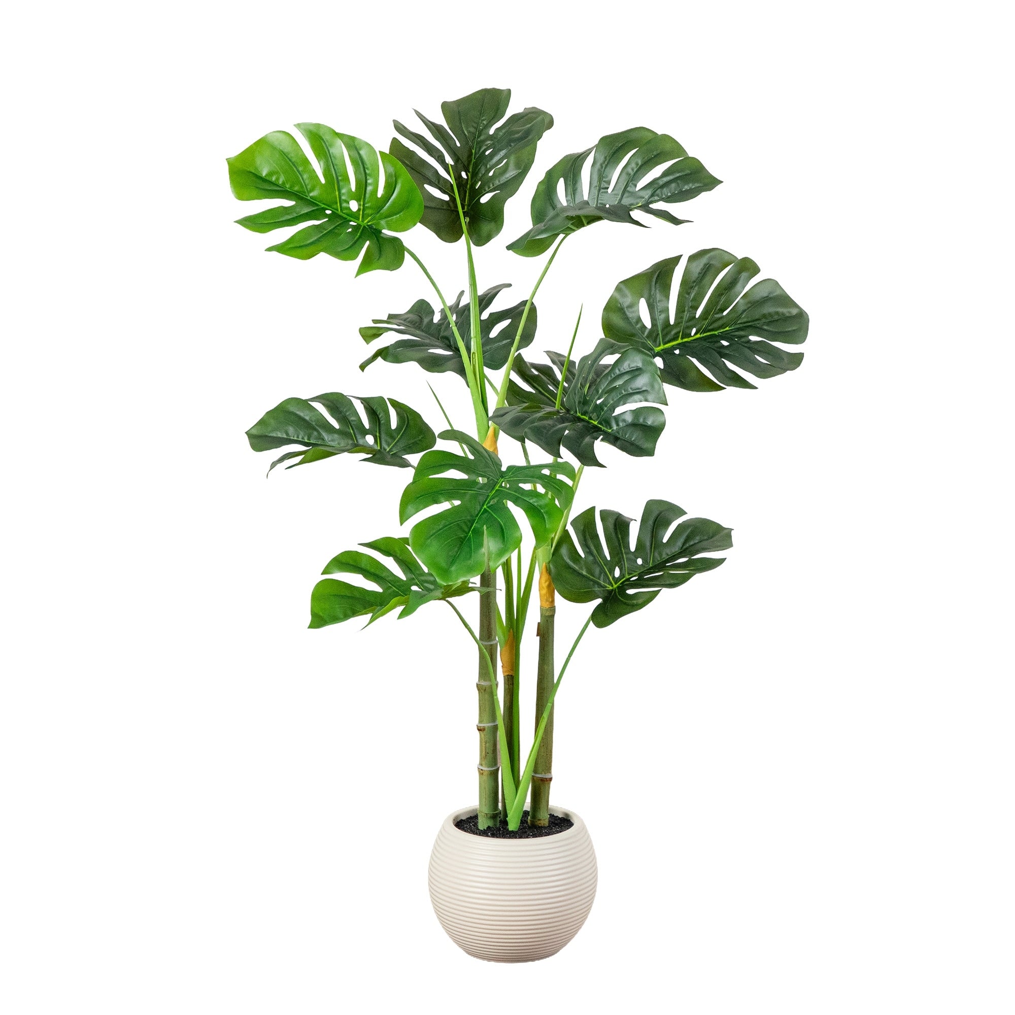 3.5 Ft Artificial Monstera Tree In White Round Planter