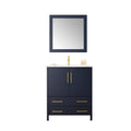30 Blue Solid Wood Sink Vanity With Mirror No Faucet