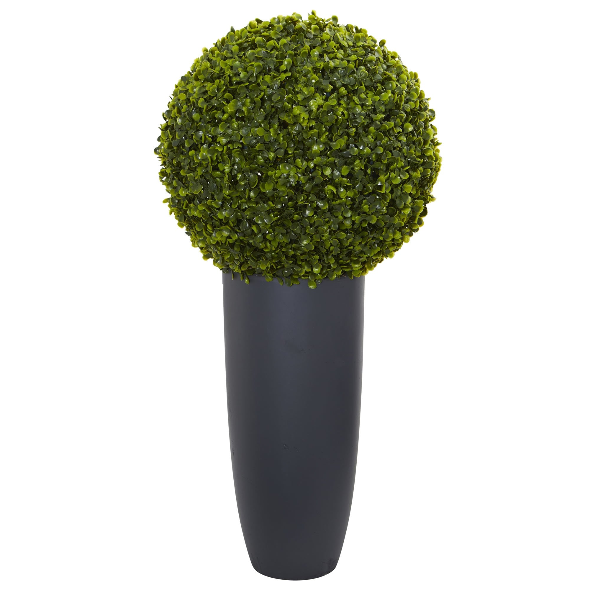 30 Boxwood Artificial Topiary Plant In Gray Cylinder Planter Indoor Outdoor
