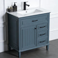 30 Inch Bathroom Vanity With Ceramic Sink Top Freestanding Storage Cabinet With Flip Drawers