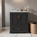 30 Inch Bathroom Vanity With Ceramic Sink Freestanding Black Storage Cabinet With Soft Close Doors