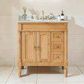30 Inch Bathroom Vanity With Ceramic Sink Freestanding Storage Cabinet With 3 Drawers And Soft Close Doors