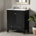 30 Inch Bathroom Vanity With Ceramic Sink Solid Wood Freestanding Vanity Cabinet With Doors And Drawer Modern Bath Storage