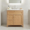 30 Inch Bathroom Vanity With Sink Freestanding Wood Cabinet Soft Close Drawers And Door Storage