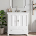 30 Inch Freestanding Bathroom Vanity With Ceramic Sink Solid Wood Frame Bathroom Cabinet With Adjustable Shelf