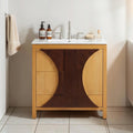 30 Inch Two Tone Fluted Bathroom Vanity Freestanding Mid Century Style With Sink Multi Storage Space