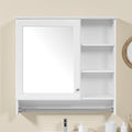 30 Inch Wall Mount 2 In 1 Mirror Cabinet With Adjustable Shelf Soft Closing Hinges Mdf Rubber Wood Construction For Bathroom