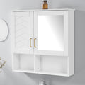 30 Inch Wall Mounted 2 In 1 Bathroom Mirror Cabinet With Adjustable Shelves Soft Close Doors Premium Mdf Rubber Wood