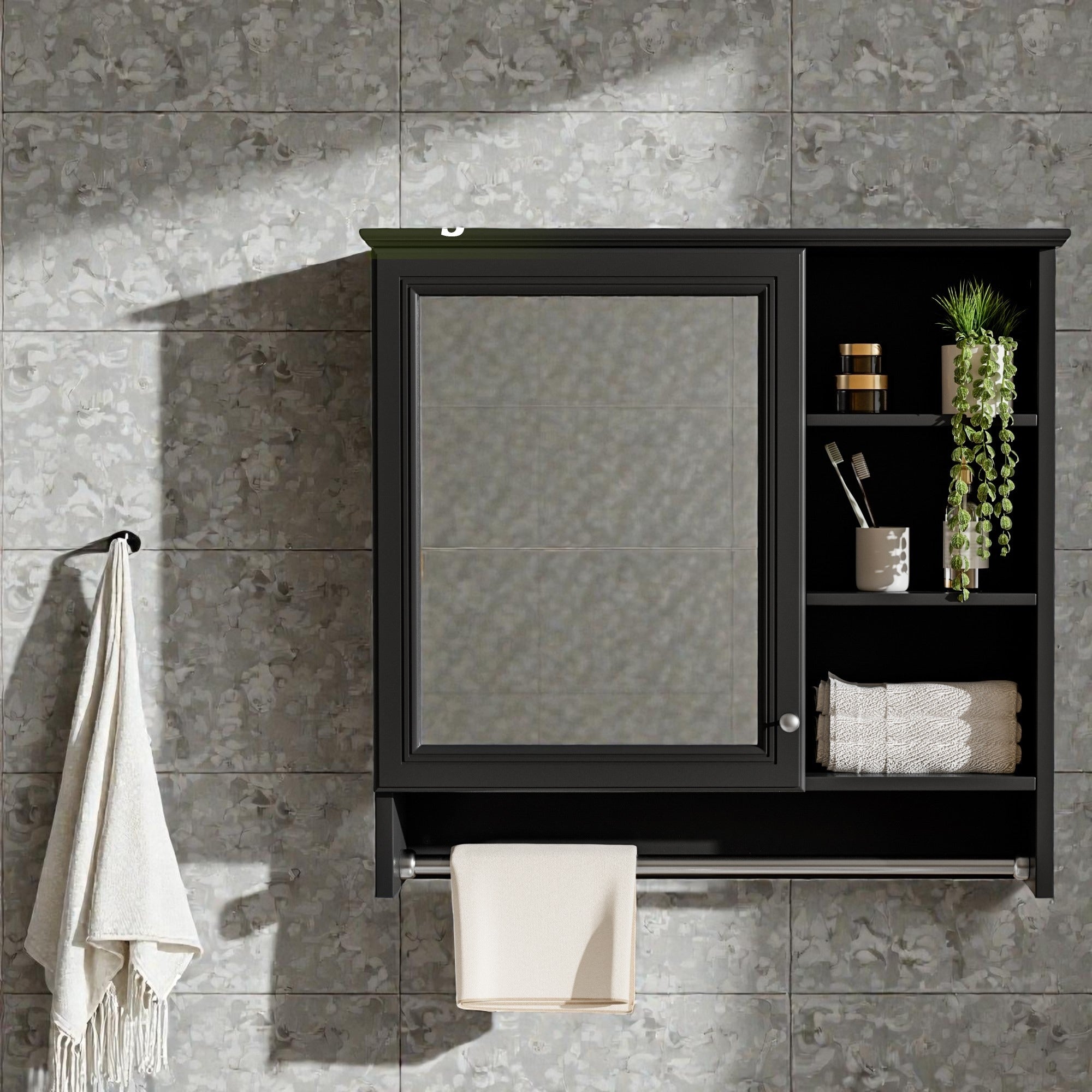 30 Inch Wall Mounted Bathroom Mirror Medicine Cabinet With Adjustable Shelf Soft Close Hinges Mdf Storage