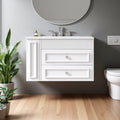 30 Inch Wall Mounted Floating Bathroom Vanity With Ceramic Sink Modern Mdf Storage Cabinet With 2 Smooth Glide Drawers