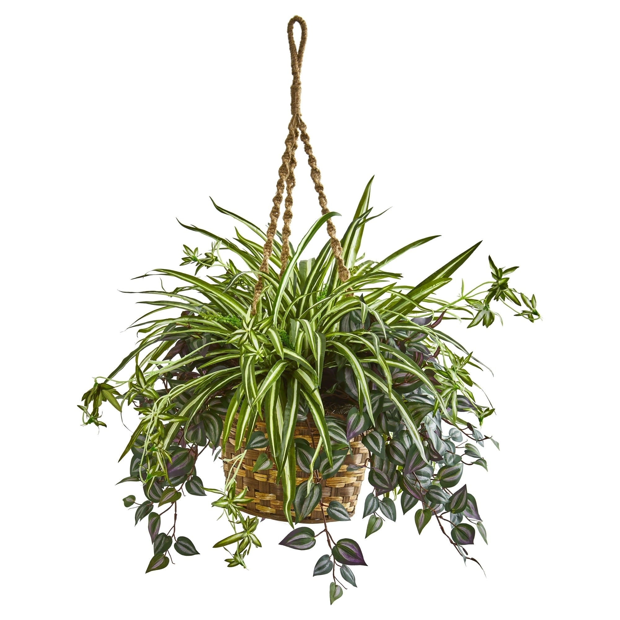 30 Wandering Jew Spider Artificial Plant In Hanging Basket