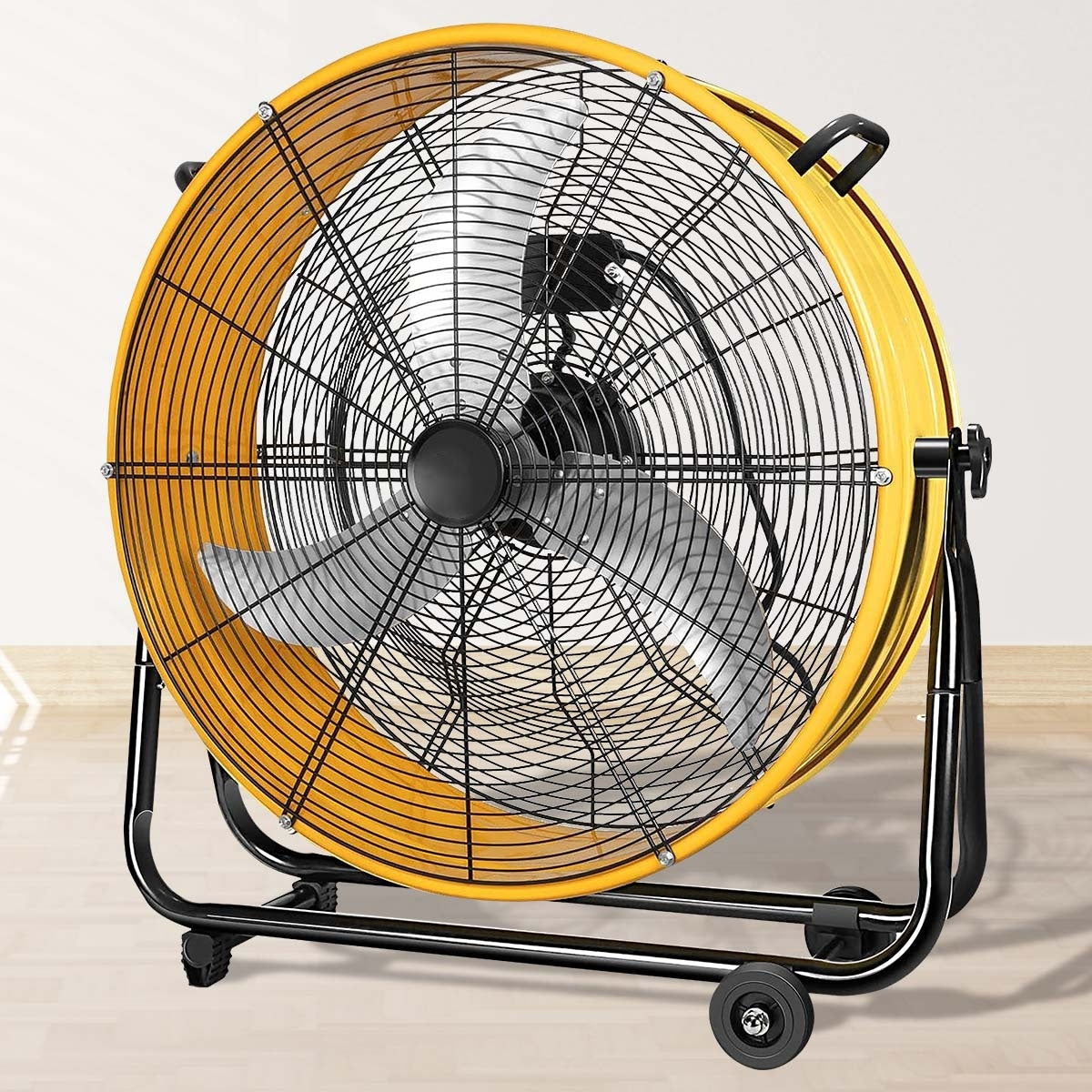30 In 3 Speed Yellow Heavy Duty Metal Industrial Drum Fan Air Circulation