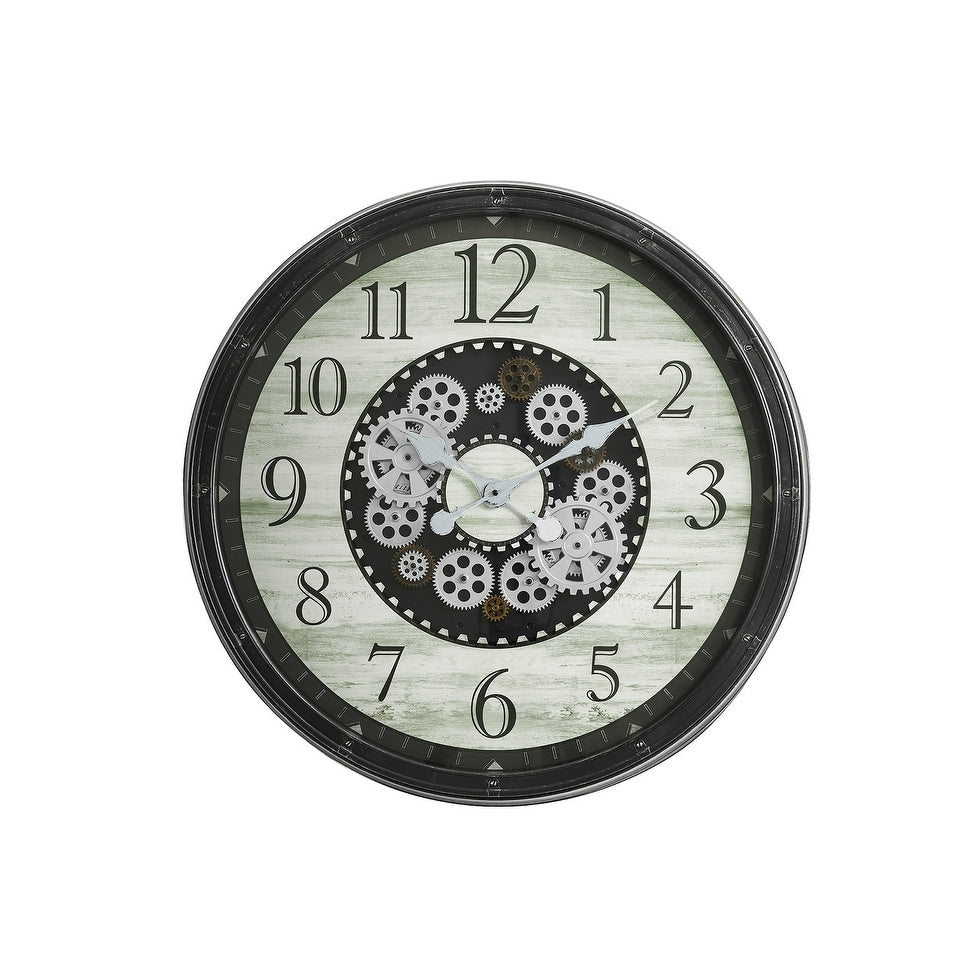 30 In Oversized Gear Mechanism Brown Wall Clock 30 In
