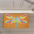 30 In. X 18 In. Colorful Dragonfly Coir Door Mat 30 X 18