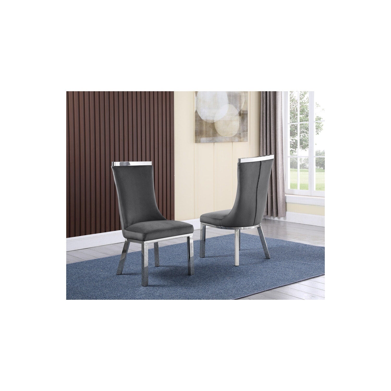 30 In.H Gray Finish Velvet Upholstery Square Barrel Chair Set Of 2 With Straight Arm 8 X 10