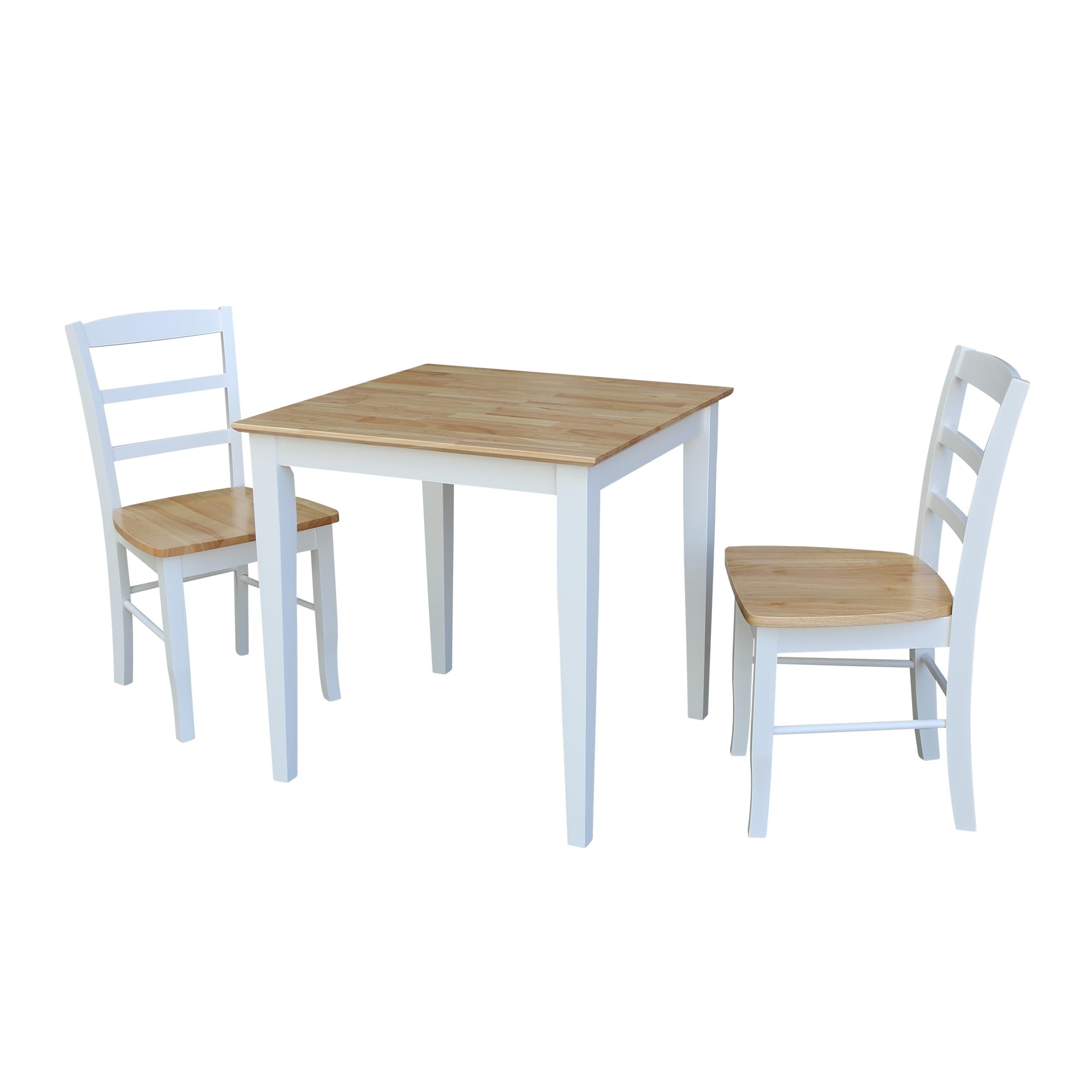 30 Inch Square Natural White 3 Piece Dining Set