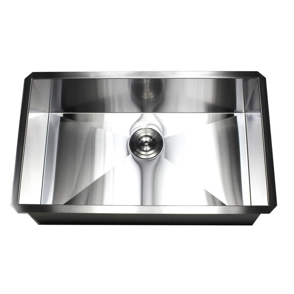 30 Inch Stainless Steel 16 Gauge Single Bowl Undermount Zero Radius Kitchen Island Bar Sink