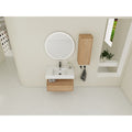 30 Inch Wall Mounted Bathroom Vanity With Resin Sink And Side Cabinet Soft Close Drawer Kd Packing