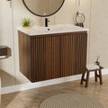 30 Inch Walnut Folding Wall Cabinet With Creamic Sink Patented 1 Minute Install Space Saving Easy Assemble