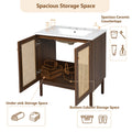 30 Inch Bathroom Vanity Crafted From Natural Materials Featuring Handmade Rattan Doors