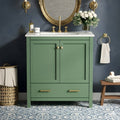 30 Inch Green Bathroom Vanity With A Single Bowl Sink And An Undermount Sink Assembly