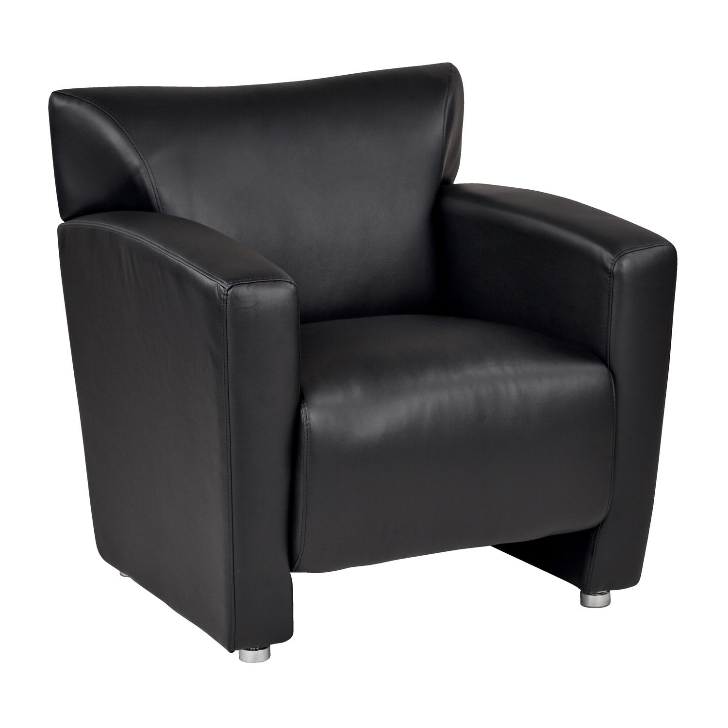 30.5 In.H Black Finish Low Back Metal Frame Barstool Leather Seat Set Of 1 32