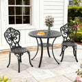 30.71In Round Black Cast Aluminum Outdoor Dining Table With Unbrella Hole 2 Outdoor Dining Chairs Without Cushion