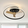 30.7 Modern Black Dimmable Reversible 8 Speed Caged Flush Mount Ceiling Fan With Light Strip And Remote