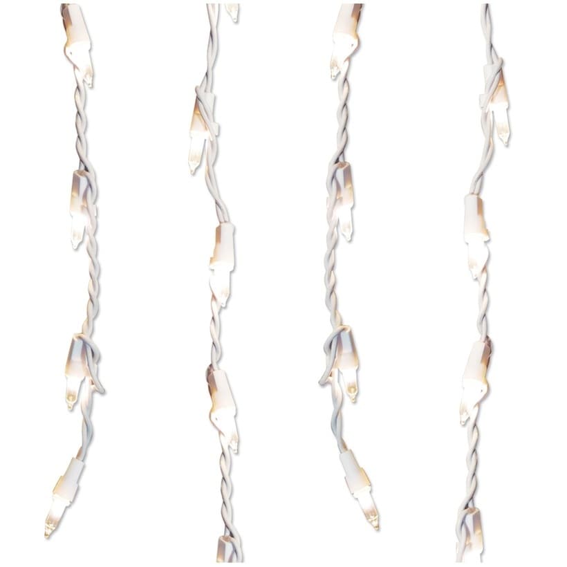 Set Of 300 Shimmering Clear Mini Icicle Christmas Lights White Wire
